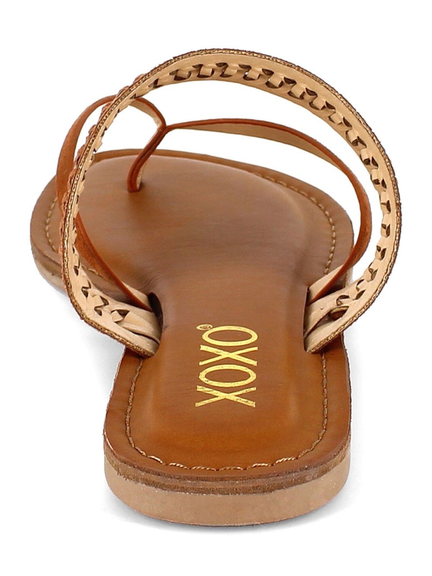 XOXO Womens Brown Woven Robby Round Toe Slip On Thong Sandals Shoes 5.5