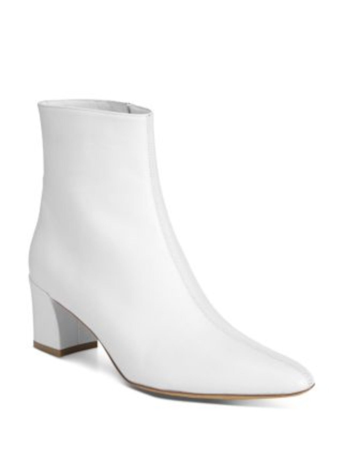 VINCE. Womens White Comfort Lanica Almond Toe Block Heel Zip-Up Leather Dress Booties 9.5 M