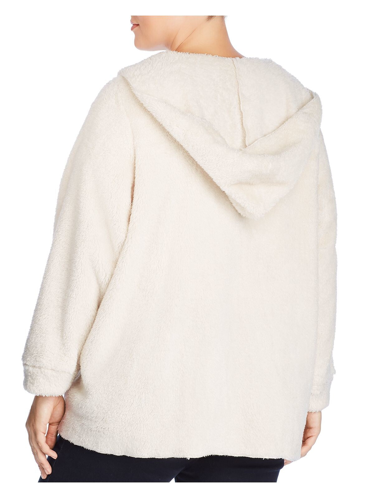 CUPIO BLUSH Womens White Fleece Pocketed Long Sleeve Open Front Jacket Plus 1X