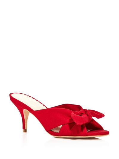 LOEFFLER RANDALL Womens Red Padded Luisa Round Toe Kitten Heel Slip On Leather Dress Sandals Shoes 5.5