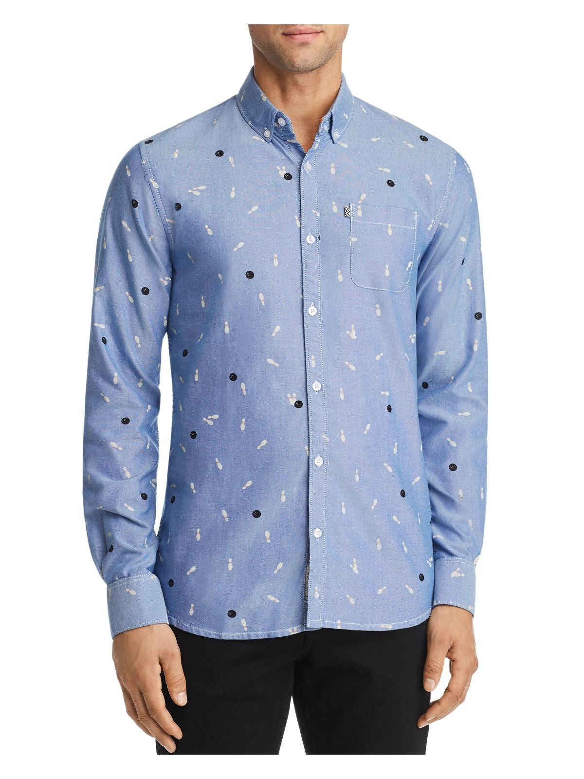 Noize Mens Light Blue Button Down Casual Shirt M