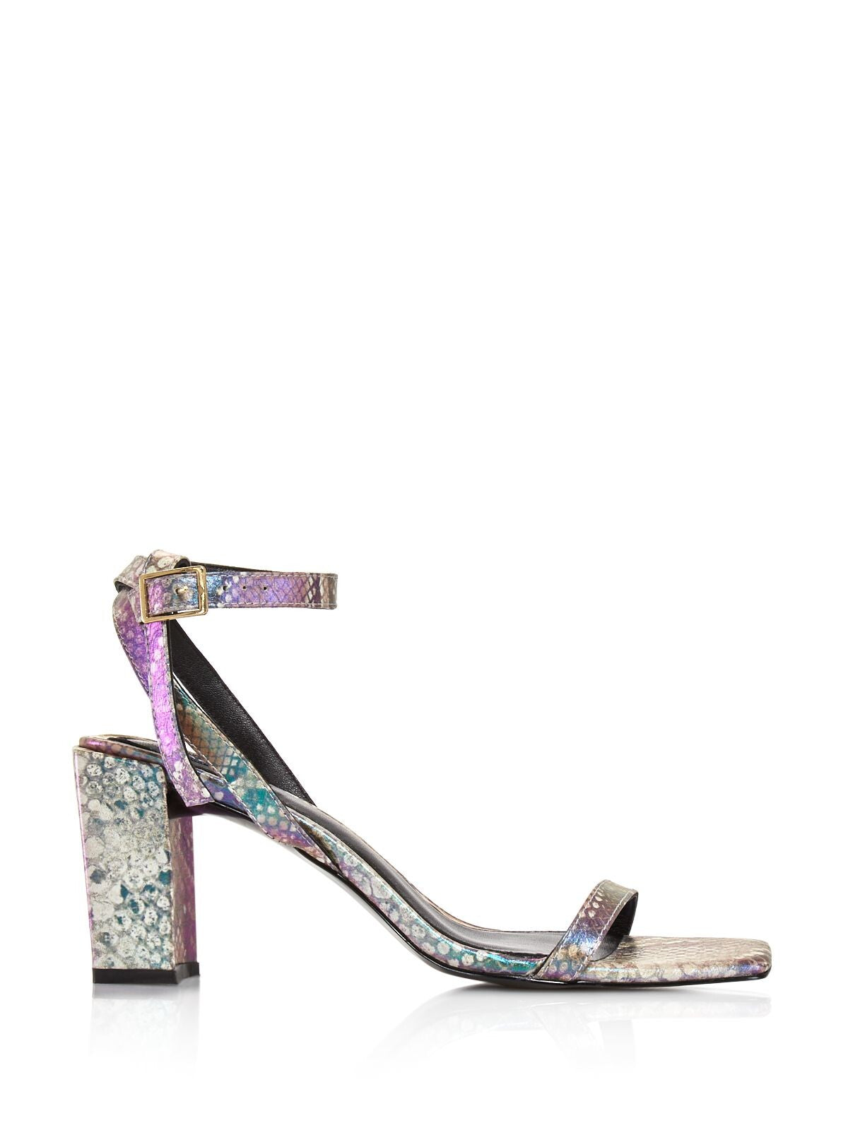 JAGGAR Womens Rainbow Snake Ankle Strap Padded Essential Square Toe Sculpted Heel Buckle Slingback Sandal 37