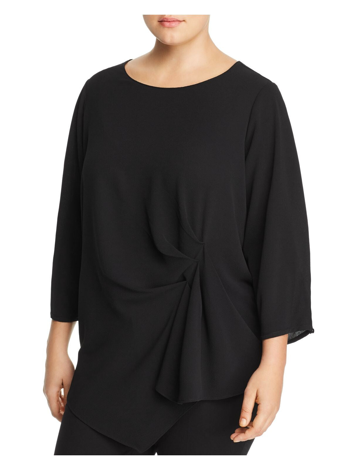 STATUS by Chenault Womens Black Long Sleeve Blouse Plus Size: 1X