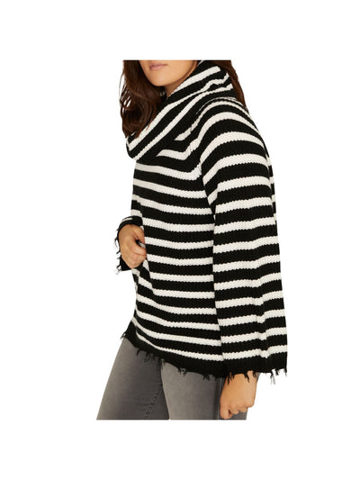 SANCTUARY Womens Black Striped Long Sleeve Cowl Neck Sweater Plus 1X