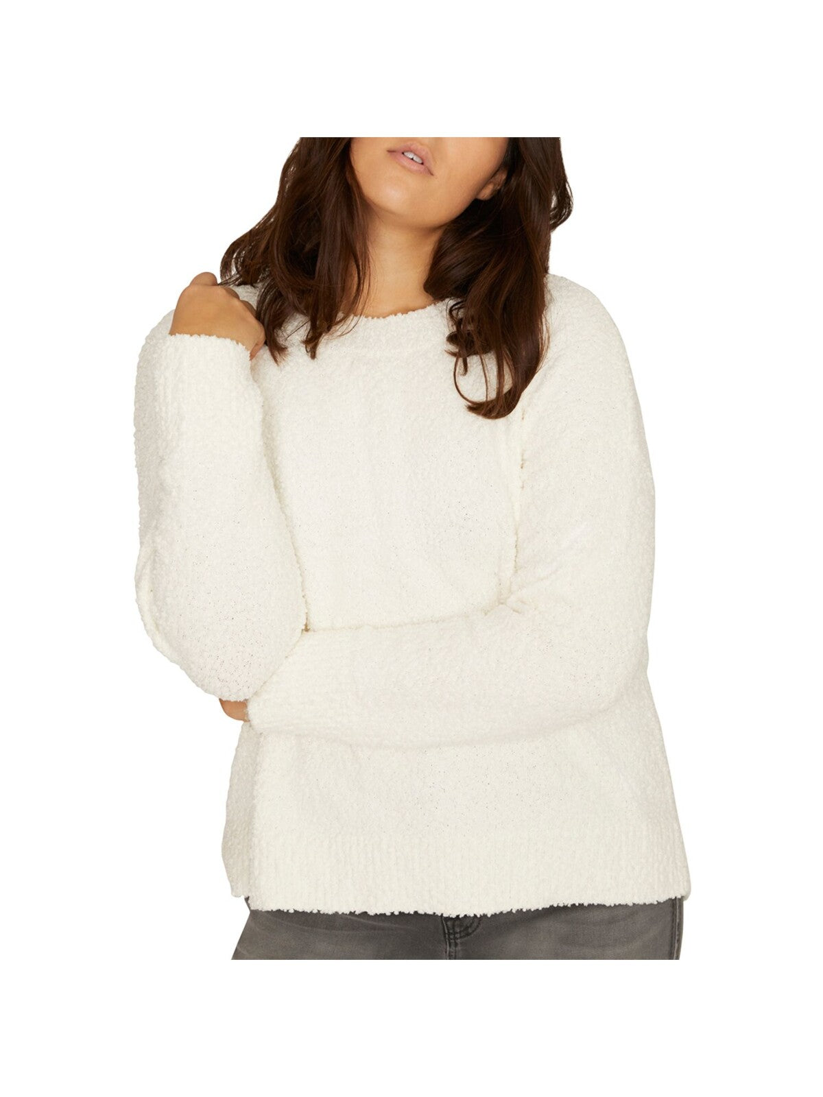 SANCTUARY Womens White Long Sleeve Crew Neck Sweater Plus 3X