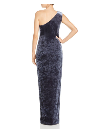 RACHEL ZOE Womens Blue Slitted Sleeveless Asymmetrical Neckline Full-Length Formal Sheath Dress 2
