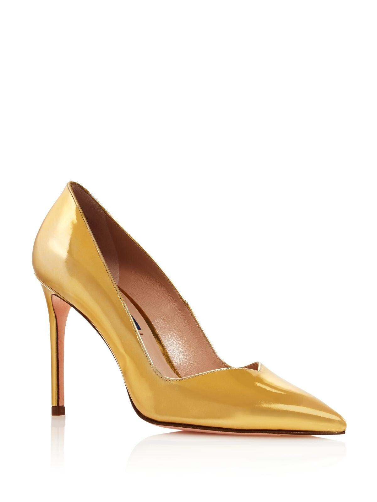 STUART WEITZMAN Womens Gold Metallic Anny Pointed Toe Stiletto Slip On Leather Dress Pumps Shoes 10 M