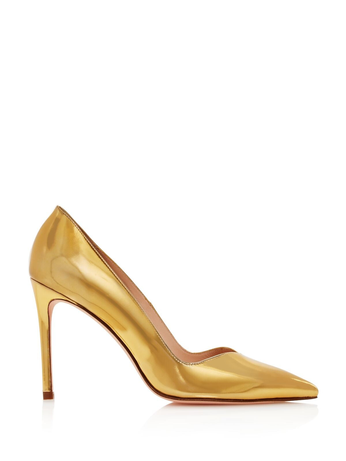 STUART WEITZMAN Womens Gold Comfort Metallic Anny Pointed Toe Stiletto Slip On Dress Pumps Shoes 8 M