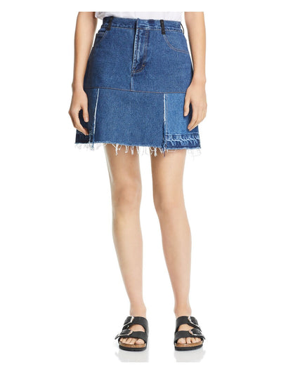 KSENIA SCHNAIDER Womens Blue Zippered Short A-Line Skirt S
