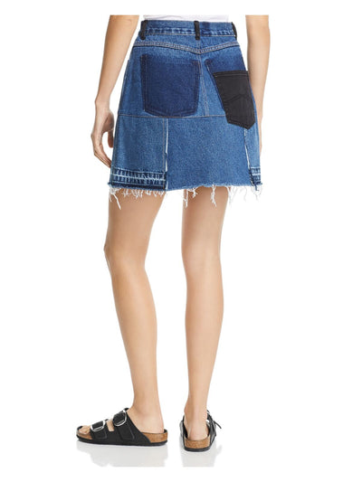 KSENIA SCHNAIDER Womens Blue Zippered Short A-Line Skirt L