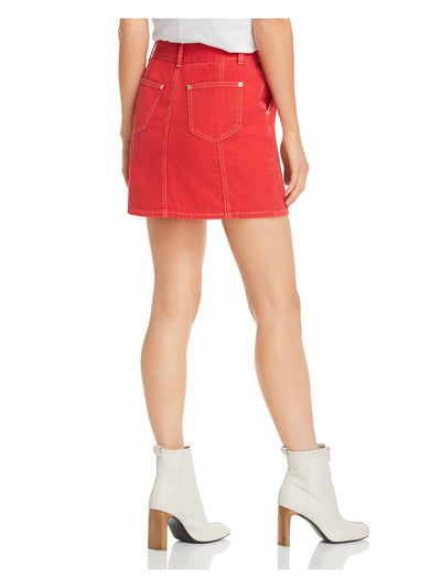 SJYP Womens Mini Seamed Denim Pencil Skirt