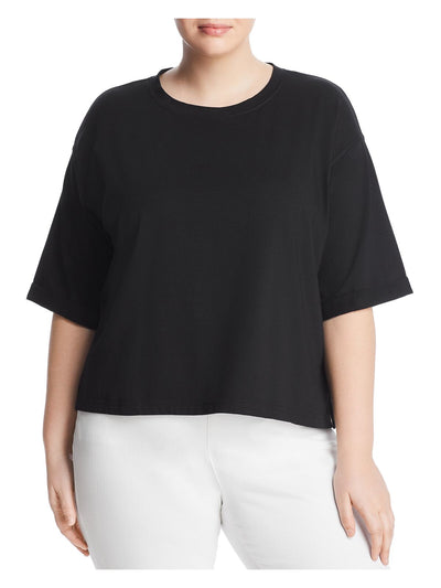 EILEEN FISHER Womens Black Jersey Short Sleeve Crew Neck Top 1X