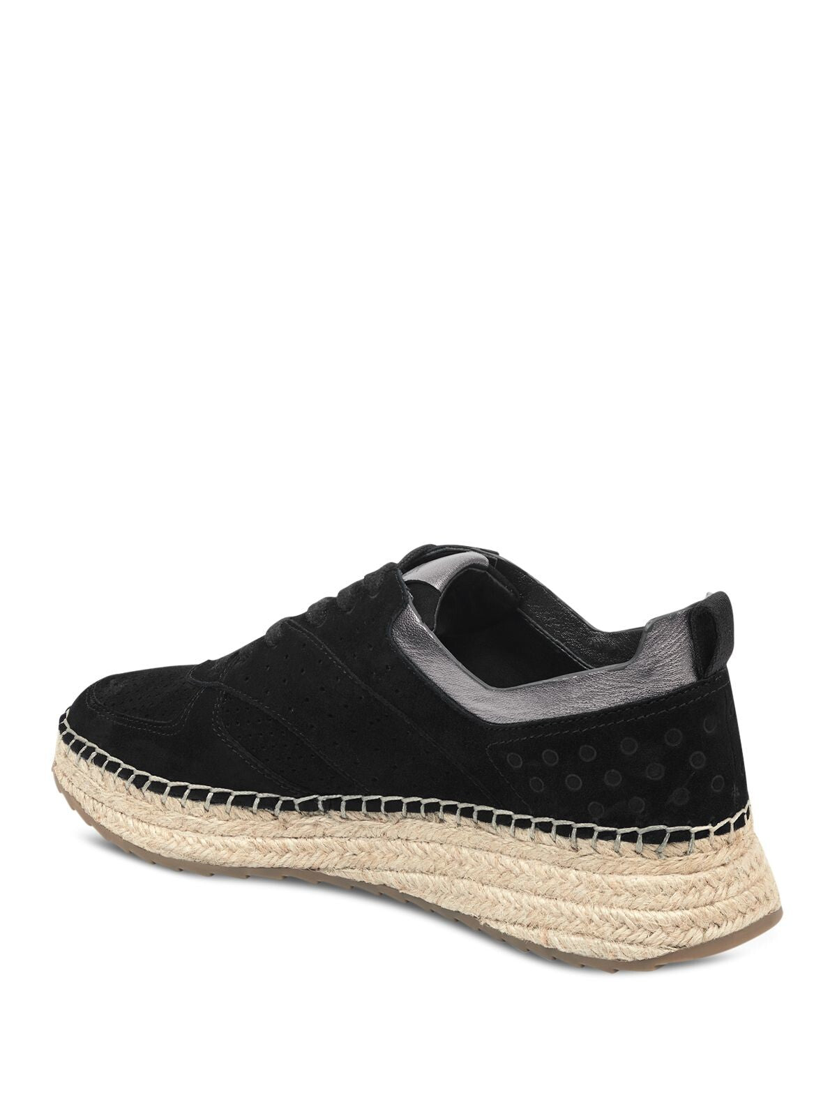 MARC FISHER Womens Black 1" Platform Espadrille Perforated Treaded Julio Round Toe Wedge Lace-Up Leather Athletic Sneakers Shoes M