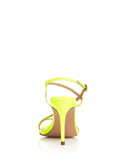 AQUA Womens Yellow Strappy Padded Ron Round Toe Stiletto Buckle Leather Slingback Sandal 7.5 M