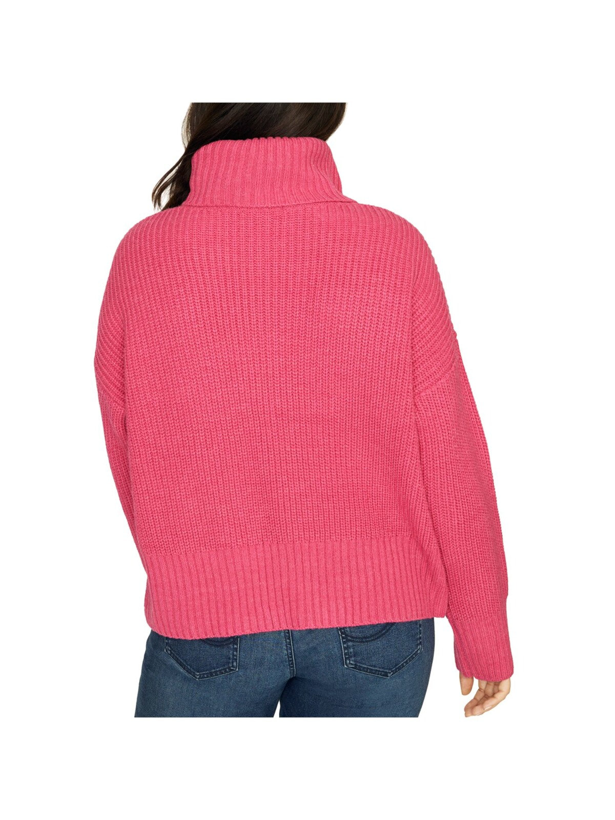 SANCTUARY Womens Pink Knit Ribbed High Roll-neck Long Sleeve Sweater Plus 1X