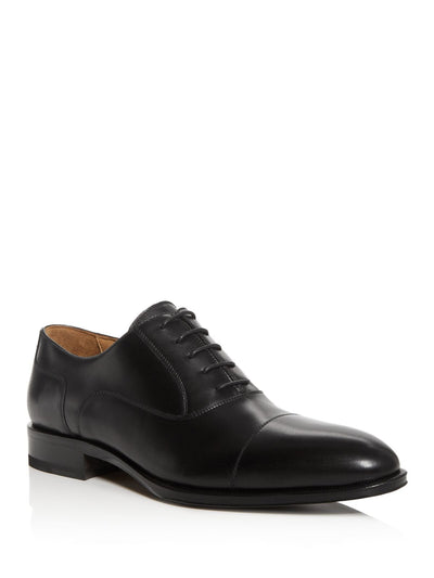 PASTORI Mens Black Avitus Round Toe Block Heel Lace-Up Leather Oxford Shoes 8.5