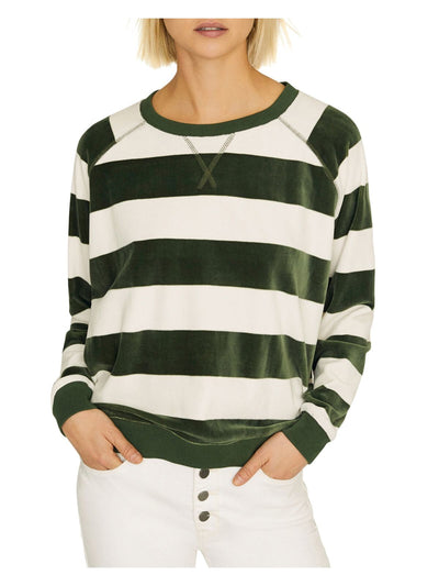 SANCTUARY Womens Green Striped Long Sleeve Crew Neck Sweater XXS