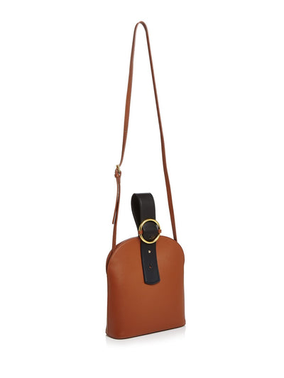 PARISA WANG Women's Brown Leather Adjustable Strap Crossbody Handbag Purse