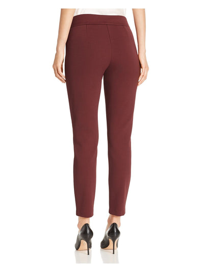 HUGO BOSS Womens Burgundy Stretch Zippered Ribbed Skinny Pants 2