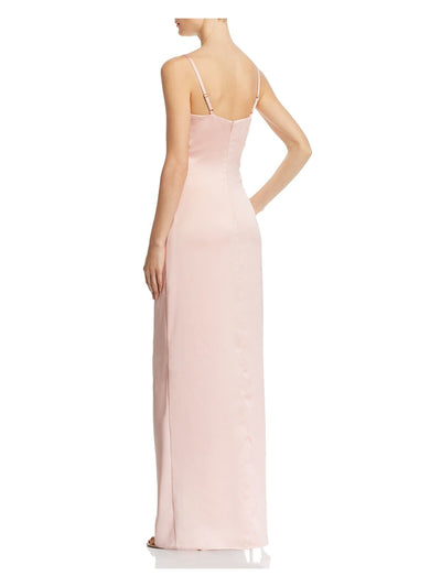 LAUNDRY Womens Pink Slitted Spaghetti Strap Cowl Neck Full-Length Formal Sheath Dress 10