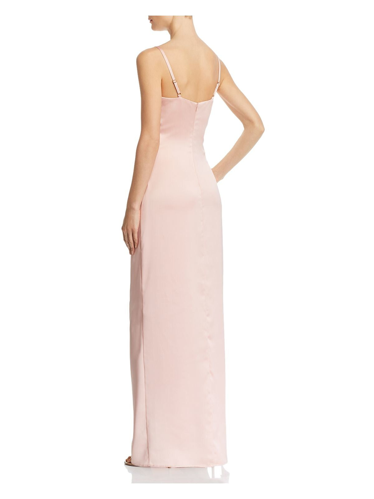LAUNDRY Womens Pink Slitted Spaghetti Strap Cowl Neck Full-Length Formal Sheath Dress 14
