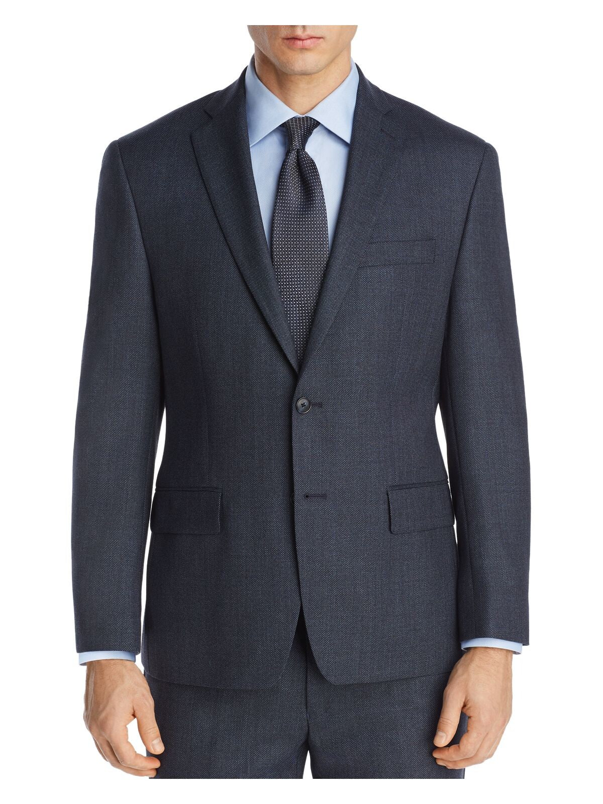 MICHAEL KORS Mens Melange Birdseye Navy Single Breasted, Classic Fit Blazer 42L