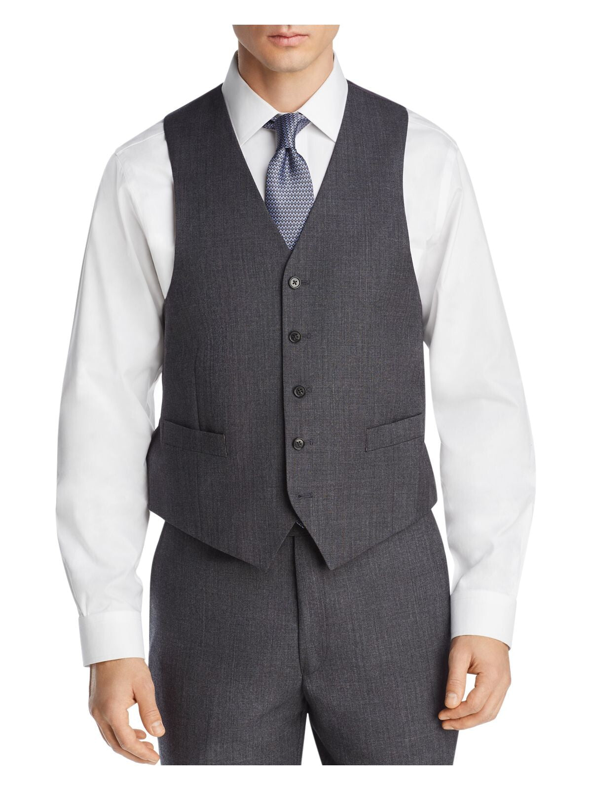 MICHAEL KORS Mens Gray Classic Fit Suit Separate Vest Jacket 44R