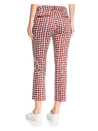 MKT STUDIO Womens Maroon Zippered Pocketed Hook And Bar Closure Printed Cropped Pants 38 Waist
