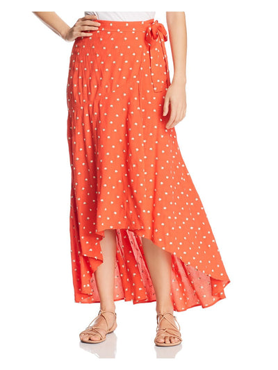 PREMISE STUDIO Womens Red Floral Maxi Wrap Skirt 4