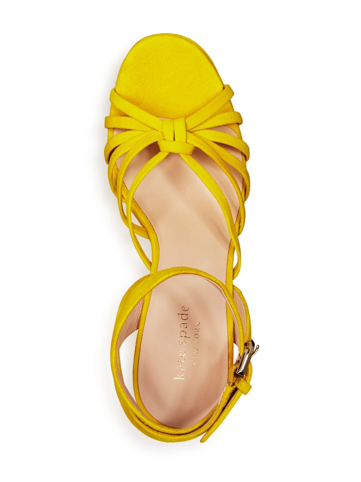 KATE SPADE NEW YORK Womens Yellow 1-1/2" Platform Glenn Round Toe Block Heel Buckle Leather Dress Sandals Shoes 8 M