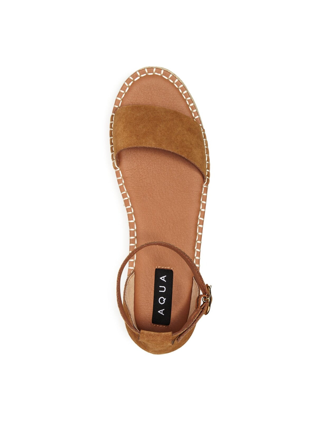 AQUA Womens Brown 1-1/2" Platform Stitch Detailing Ria Round Toe Wedge Buckle Leather Espadrille Shoes 5.5 M