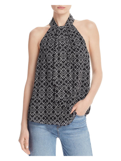 JOIE Womens Black Printed Sleeveless Halter Top XS