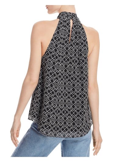 JOIE Womens Black Printed Sleeveless Halter Top XS