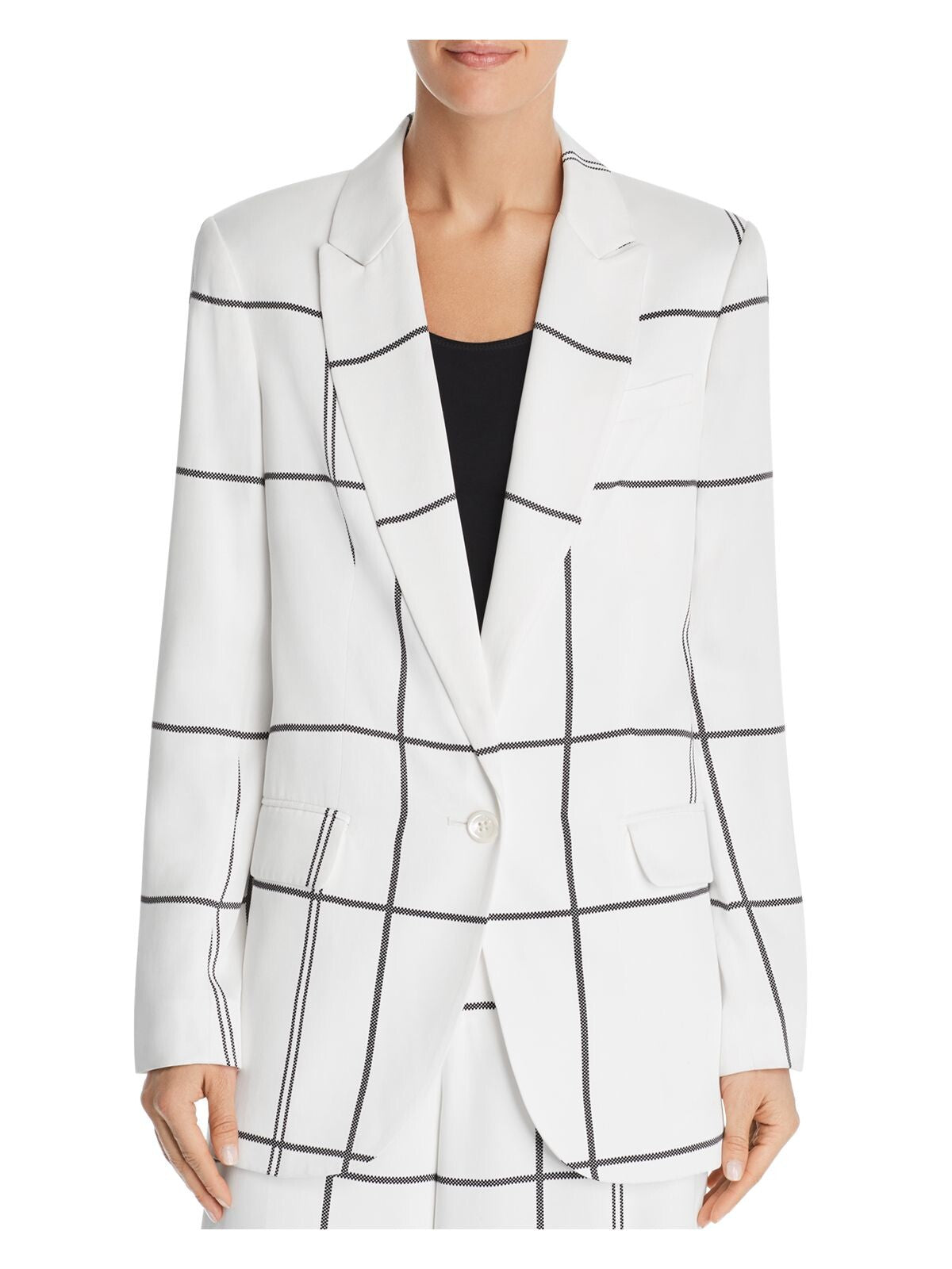 EQUIPMENT FEMME Womens White Pocketed Striped Blazer Jacket Size: 10