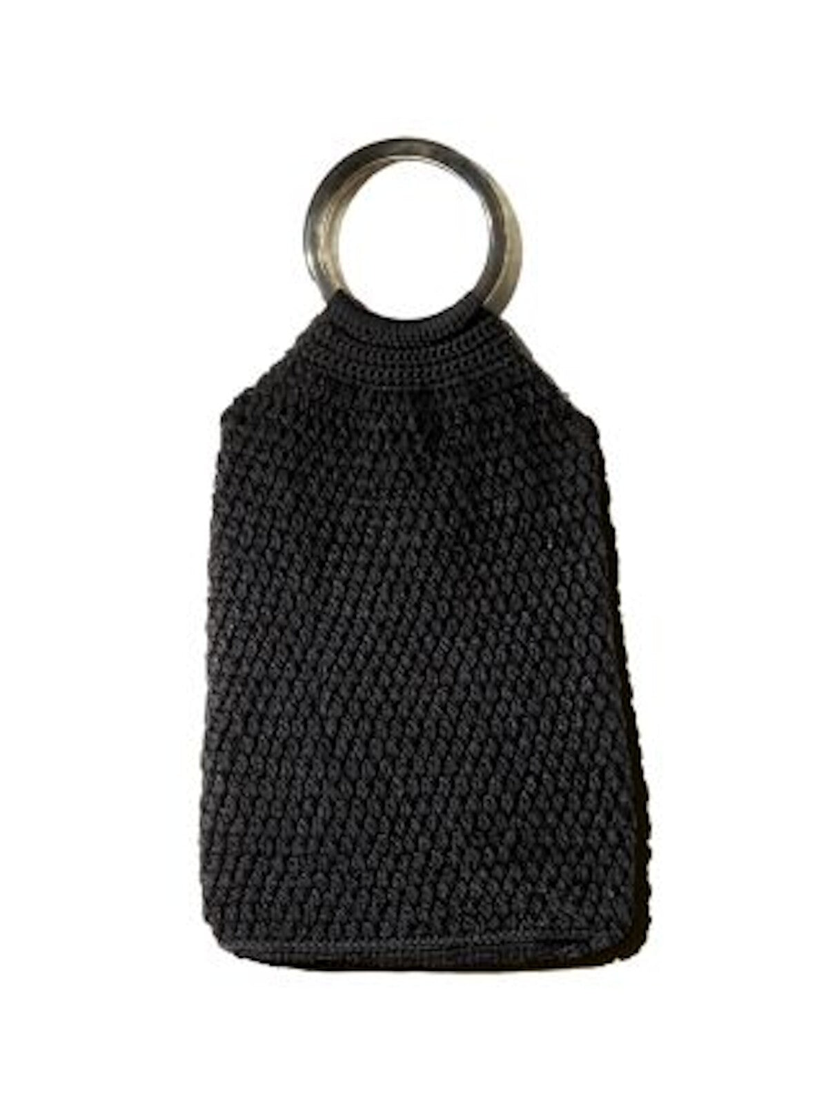 Binge Women's Black Crochet Crochet Double Flat Strap Handbag Purse