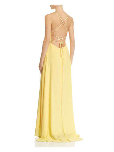 AVERY G Womens Yellow Spaghetti Strap Full-Length Formal Fit + Flare Dress 8