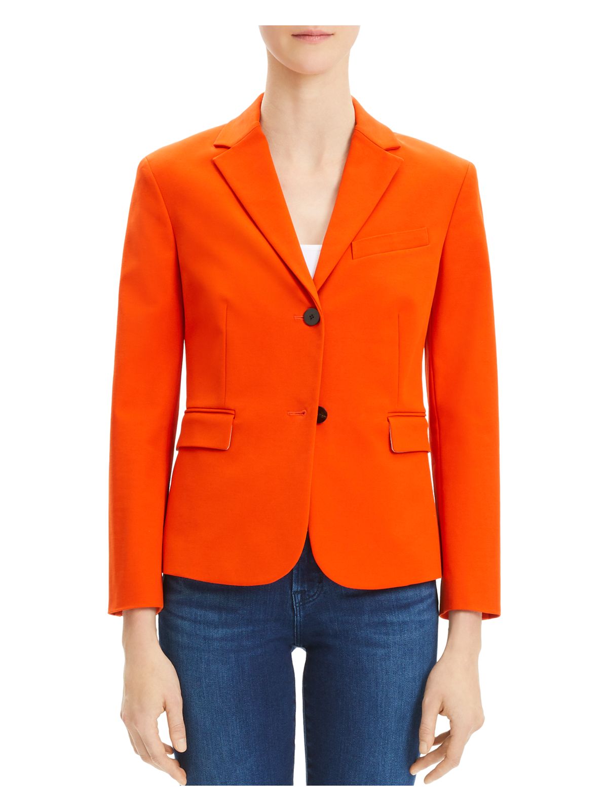 THEORY Womens Orange Pocketed Lined Nipped-waist Back Vent Wear To Work Blazer Jacket 00