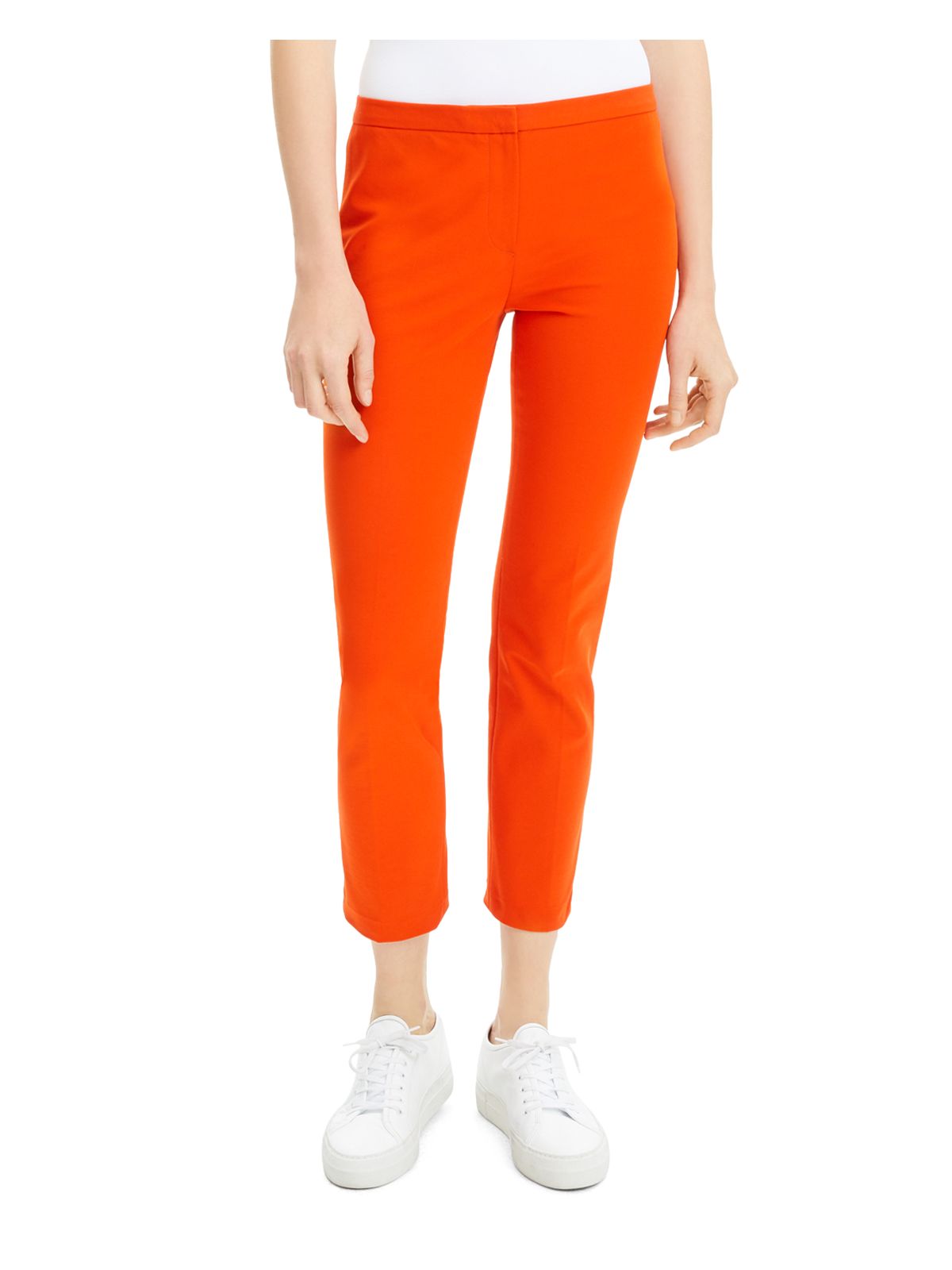 THEORY Womens Orange Zippered Low-rise Cropped Skinny Pants 00