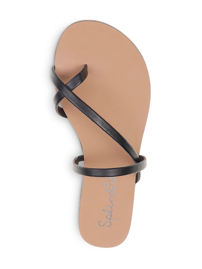 SPLENDID Womens Black Toe Loop Crisscross Strappy Trenton Round Toe Slip On Leather Slide Sandals Shoes 9 M
