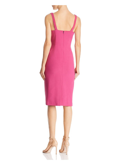 ADRIANNA PAPELL Womens Pink Zippered Spaghetti Strap Sweetheart Neckline Knee Length Evening Sheath Dress 2