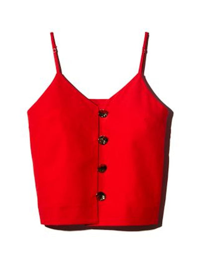 mother of pearl Womens Red Spaghetti Strap Sweetheart Neckline Tank Top 12