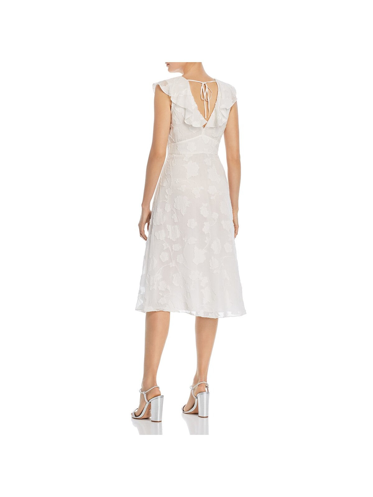 JOIE Womens Ivory Embroidered Floral Short Sleeve V Neck Below The Kne Bobbi + Bricka JOIE Womens Ivory Embroidered Floral Short Sleeve V Neck Below The Kne Bobbi + Bricka