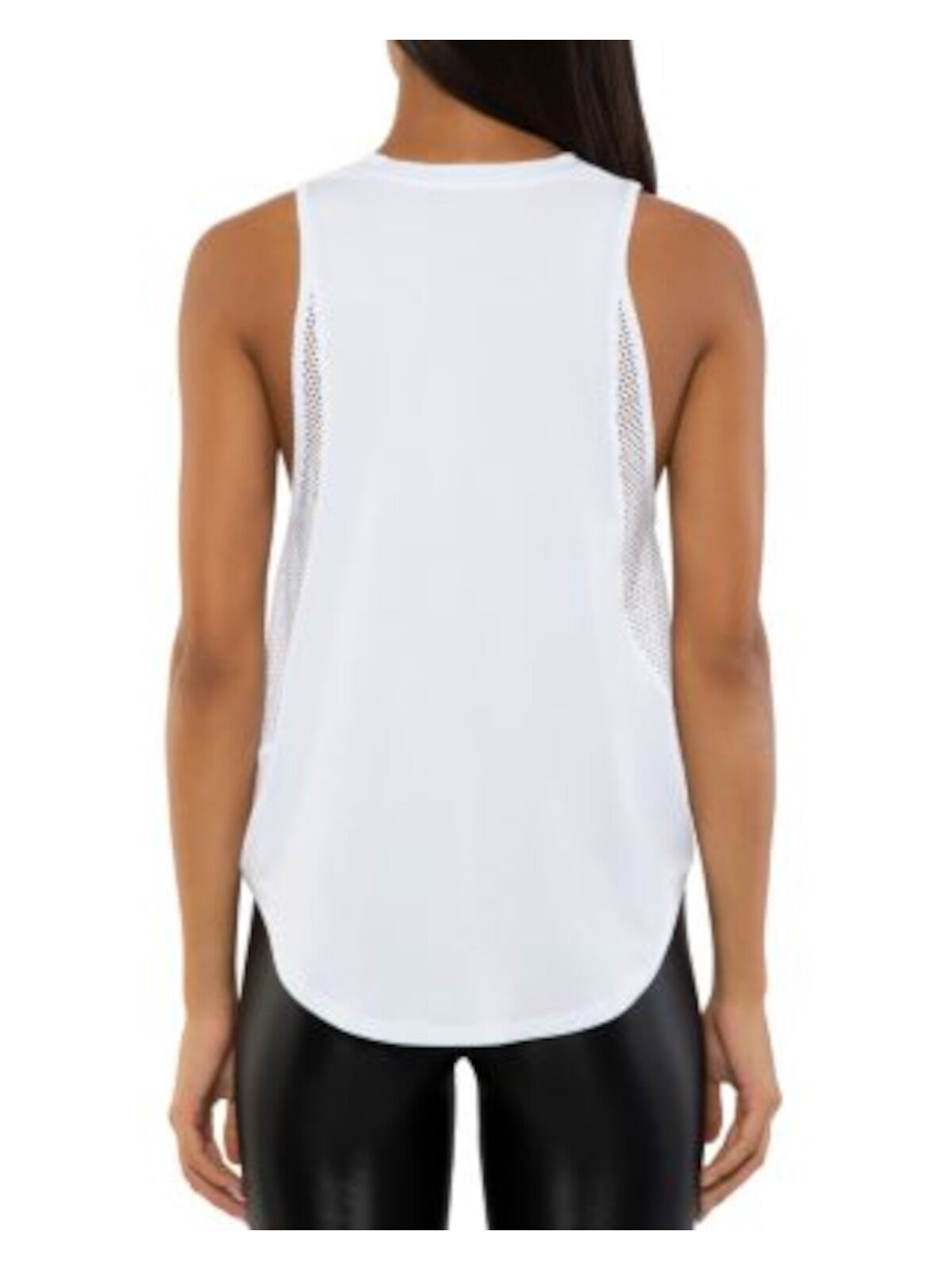 KORAL Womens White Sleeveless Round Neck Tank Top S