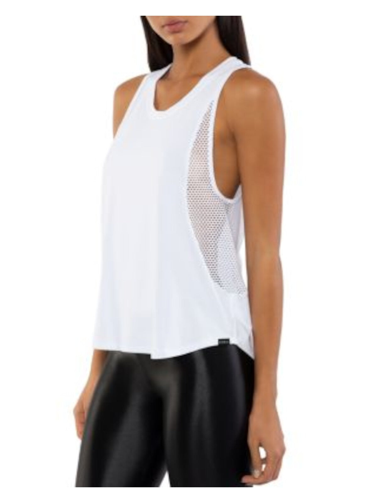 KORAL Womens White Sleeveless Round Neck Tank Top S