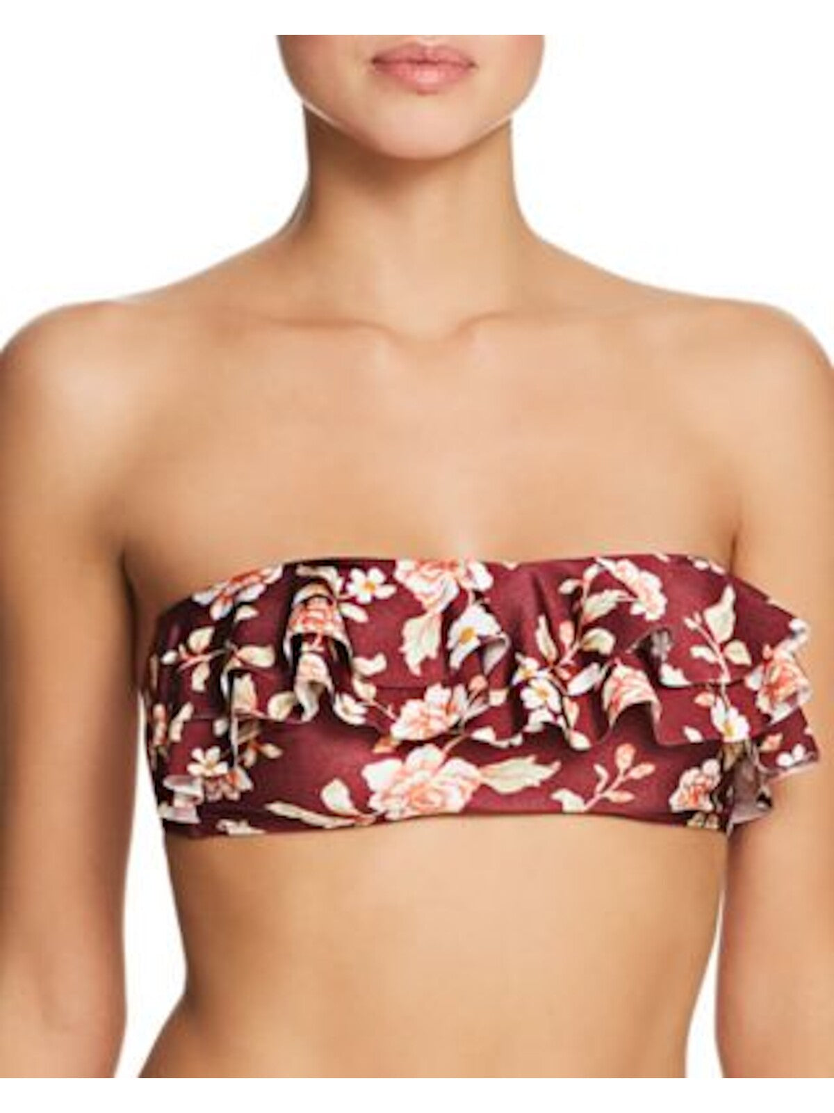 MINKPINK Women's Multi Color Floral Layered Bandeau Bikini Top M