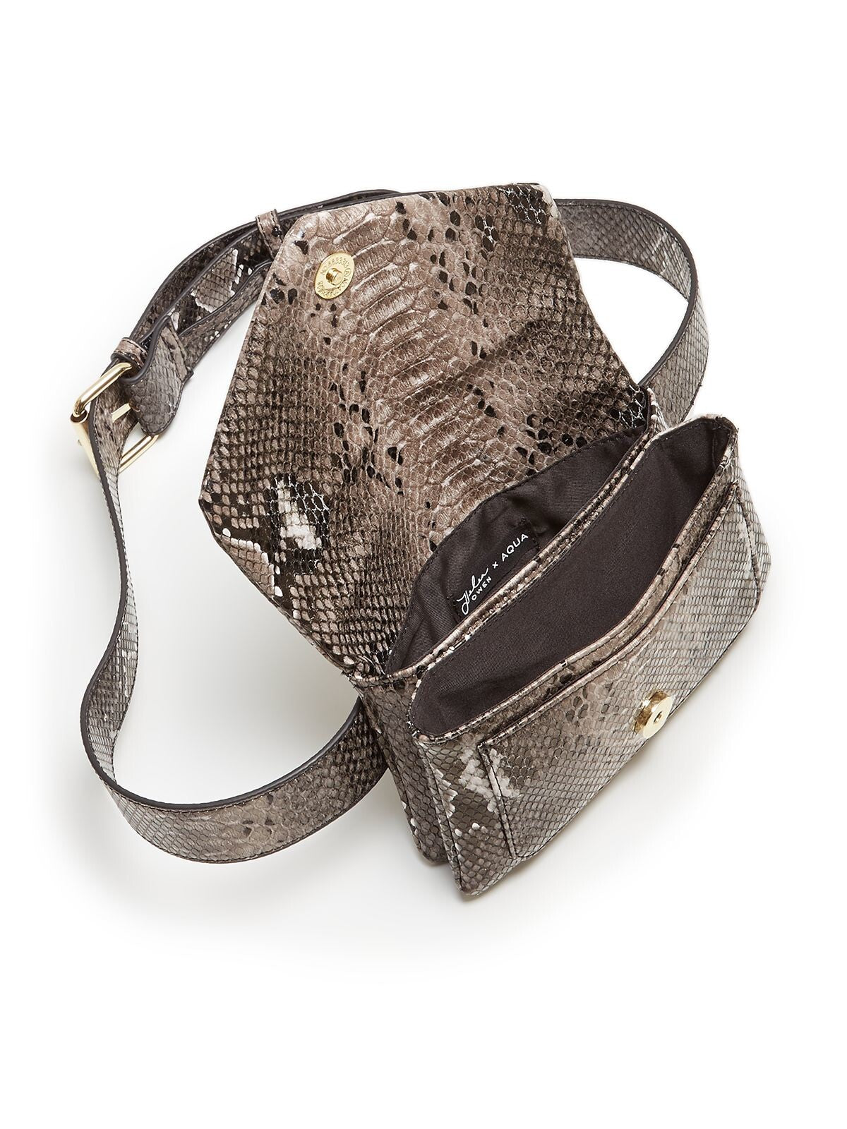 AQUA Women's Gray Helen Owen Snake Print Textured Adjustable Strap Belt Bag Purse