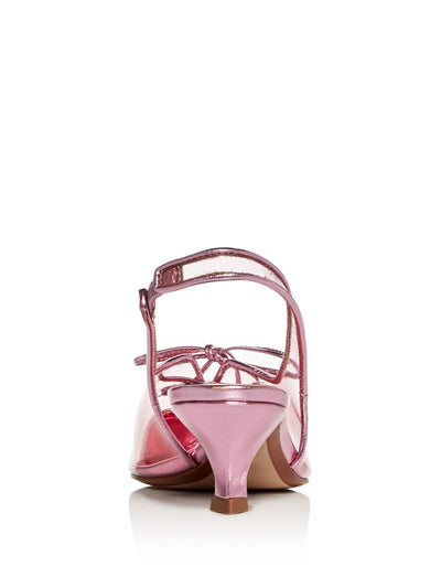 MARC JACOBS Womens Pink Translucent Lace Cap Toe Kitten Heel Slip On Slingback 36.5