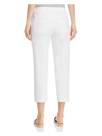 LE GALI Womens White Pocketed Drawstring Capri Pants M