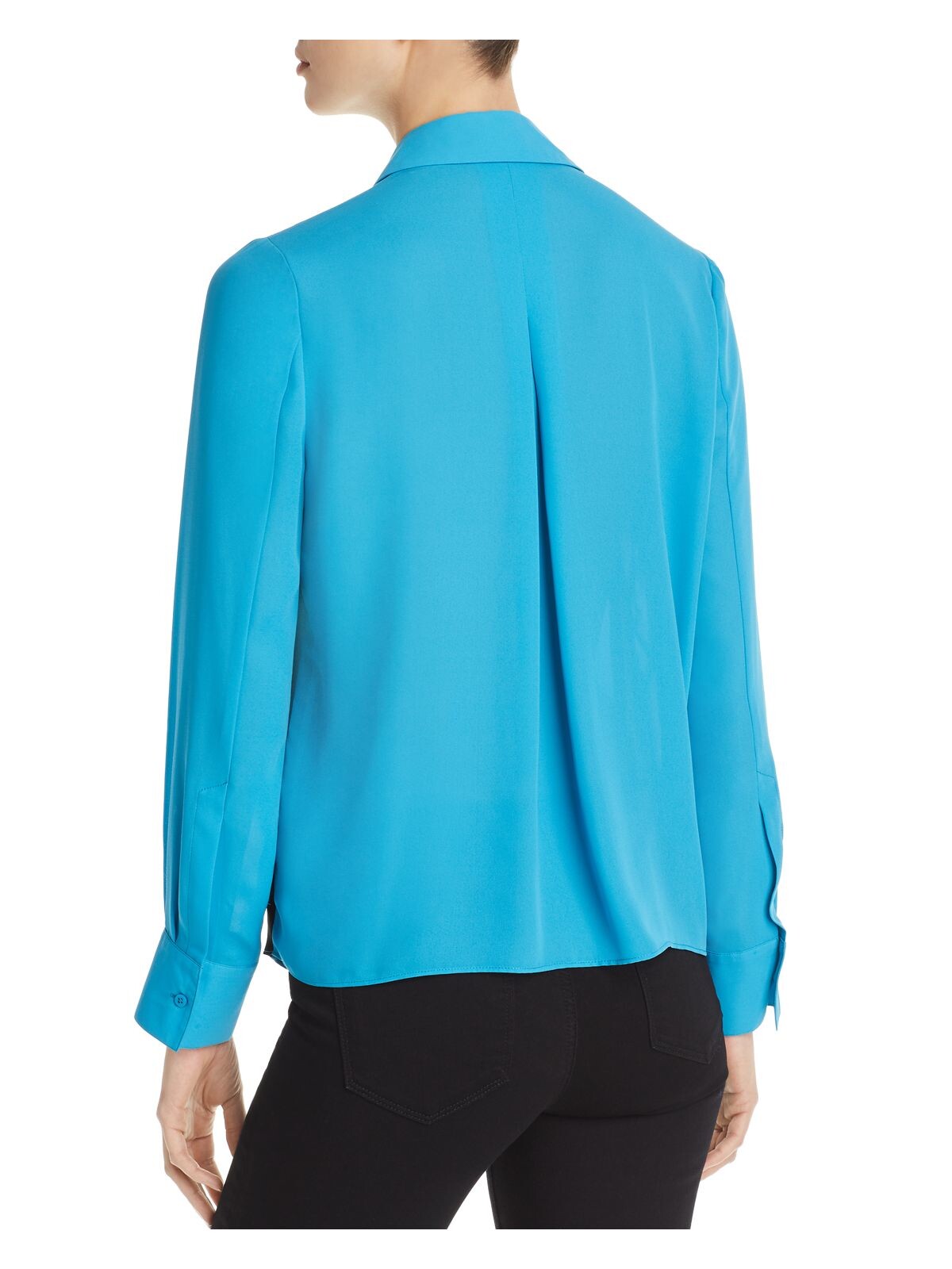 LE GALI Womens Blue Tie Front Long Sleeve Collared Blouse Size: XS