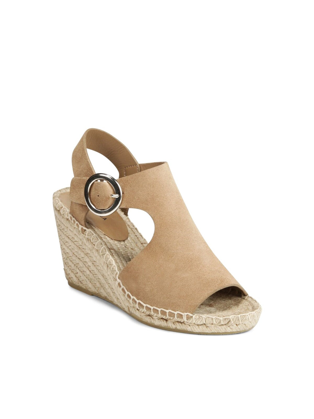 VIA SPIGA Womens Desert Beige Cutouts Adjustable Strap Nolan Wedge Buckle Leather Espadrille Shoes 6 M